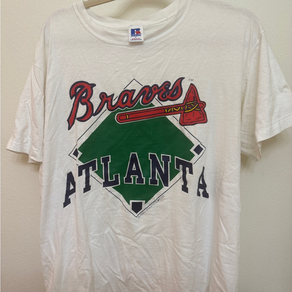VINTAGE Russell Athletic Braves White T-Shirt